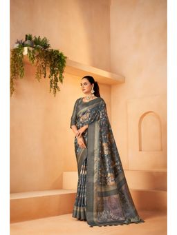 Sedora Couture - Green Jacquard Woven Saree with Unstitched Blouse