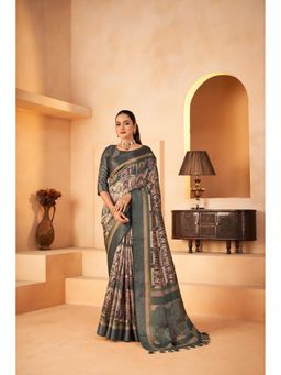Sedora Couture - Grey Jacquard Woven Saree with Unstitched Blouse