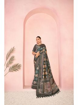 Sedora Couture - Green Jacquard Woven Saree with Unstitched Blouse