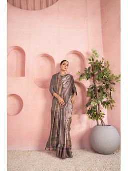 Sedora Couture - Purple Jacquard Woven Saree with Unstitched Blouse