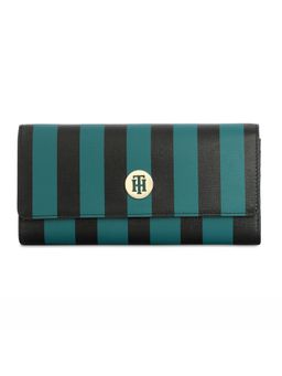 Tommy Hilfiger - Nathalie Womens Leather Striped Flap Wallet Teal