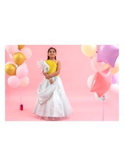 Kirti Agarwal Pret n Couture - Embroidered Crop Top with Attached Dupatta and Lehenga