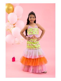 Kirti Agarwal Pret n Couture - Butterfly Shaped Crop Top with Hand Embroidery Lehenga