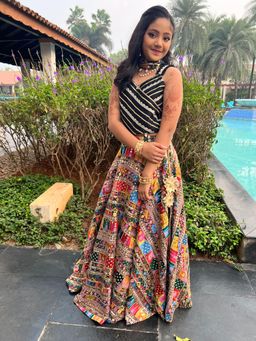 Kirti Agarwal Pret n Couture - Heavy Embroidered Lehenga with Gota Lace Crop Top