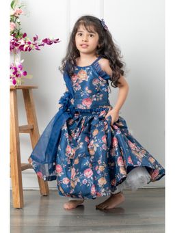 Kirti Agarwal Pret n Couture - Frilled Crop with Attached Dupatta & Pleated Lehenga