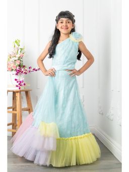 Kirti Agarwal Pret n Couture - Slant Cut Crop Top with Heavy Embroidered Lehenga