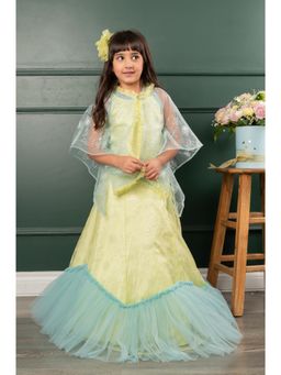 Kirti Agarwal Pret n Couture - Frilled Cape with Heavy Embroidered Crop Top and Lehenga