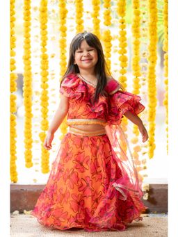 Kirti Agarwal Pret n Couture - Stylish Floral Printed Crop Top with Lehenga