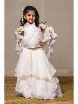 Kirti Agarwal Pret n Couture - Intricate Sequin Cape with Top & Layered Lehenga