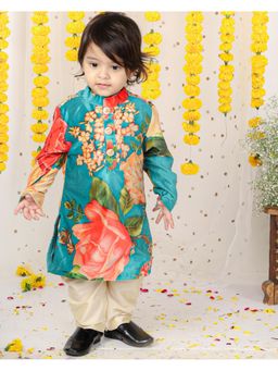 Kirti Agarwal Pret n Couture - Velvet Floral Printed Kurta with Pyjama