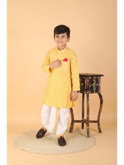 Kirti Agarwal Pret n Couture - Yellow Thread Embroidered Kurta with Dhoti