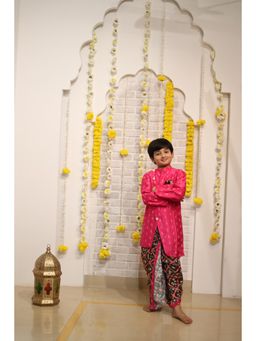 Kirti Agarwal Pret n Couture - Sequins and Thread Embroidered Hot Pink Kurta with Dhoti