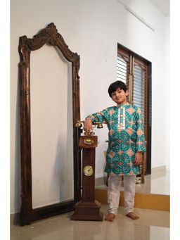 Kirti Agarwal Pret n Couture - Green Patola Printed Kurta with Pyjama