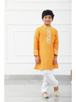 Kirti Agarwal Pret n Couture - Orange Solid Kurta & Pajama