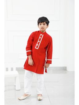 Kirti Agarwal Pret n Couture - Pure Maroon Chanderi Silk Kurta with Pyjama
