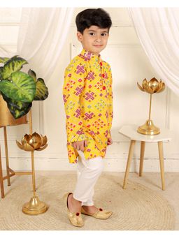 Kirti Agarwal Pret n Couture - Patola Printed Yellow Kurta and White Pyjama