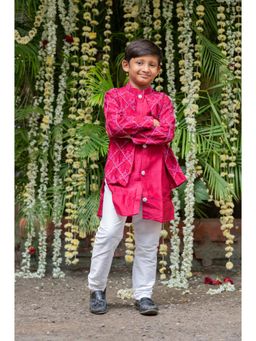 Kirti Agarwal Pret n Couture - Embroidered Jacket Style Pink Kurta and Pyjama