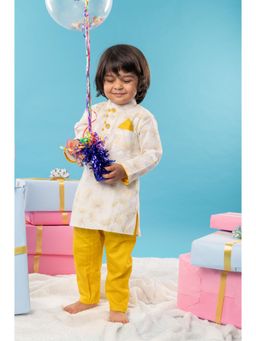 Kirti Agarwal Pret n Couture - Patch Pocket Detail White Kurta and Yellow Pyjama