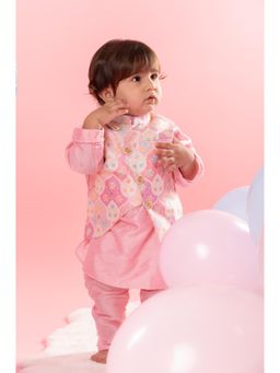 Kirti Agarwal Pret n Couture - Pink Embroidered Jacket with Pink Kurta and Chudidar