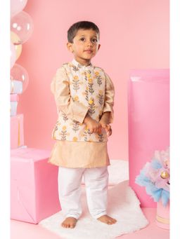 Kirti Agarwal Pret n Couture - Embroidered Beige Jacket with Kurta and Pyjama