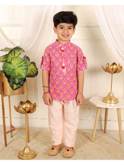 Kirti Agarwal Pret n Couture - Cotton Print Jacket Style Kurta with Pyjama