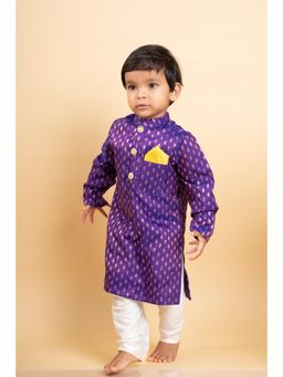 Kirti Agarwal Pret n Couture - Vibrant Purple Kurta with Golden Motifs and Yellow Pyjama