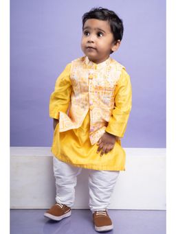 Kirti Agarwal Pret n Couture - Vibrant Yellow Kurta Embroidered Nehru Jacket with Pant