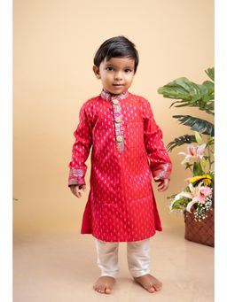 Kirti Agarwal Pret n Couture - Elegant Red Kurta with Embroidery with Pyjamas