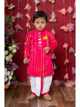 Kirti Agarwal Pret n Couture - Vibrant Fuchsia Pink Kurta with White Dhoti