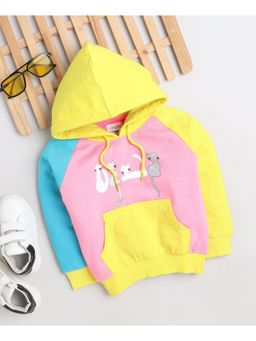 Bumzee - Neon Pink Girls Full Sleeves Hooded Sweatshirt