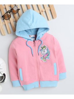 Bumzee - Baby Pink Girls Full Sleeves Hooded Sweatshirt
