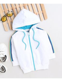 Bumzee - White Girls Full Sleeves Hooded Sweatshirt