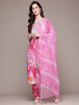 Readiprint - Straight Style Cotton Fabric Pink Color Kurta and Pant with Dupatta (Set of 3)