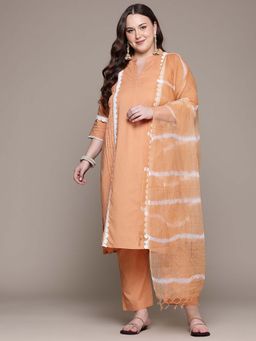 Readiprint - Straight Style Cotton Fabric Beige Color Kurta and Pant with Dupatta (Set of 3)