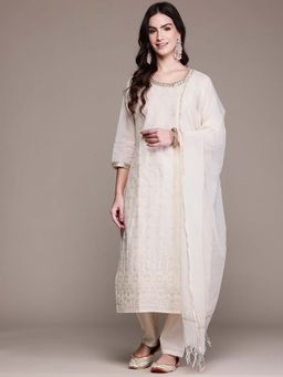 Readiprint - Cotton Fabric Off White Color Kurta and Palazzo with Dupatta (Set of 3)
