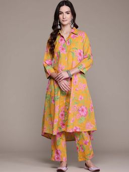 Readiprint - A-Line Style Cotton Fabric Mustard Color Kurta with Palazzo (Set of 2)