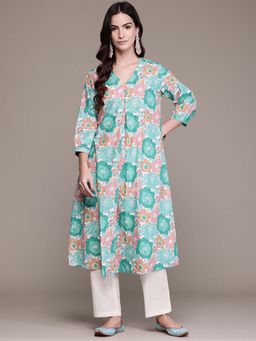 Readiprint - A-Line Style Cotton Fabric Sea Green Color Kurta with Palazzo (Set of 2)