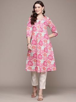 Readiprint - A-Line Style Cotton Fabric Pink Color Kurta with Palazzo (Set of 2)