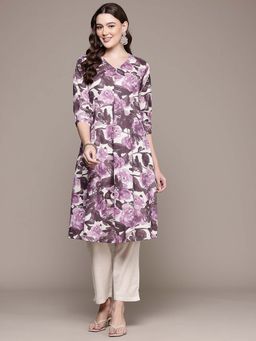 Readiprint - A-Line Style Cotton Fabric Purple Color Kurta with Palazzo (Set of 2)