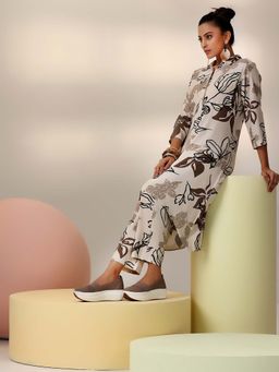 Libas - Beige Printed Rayon Co-Ords for Women