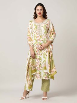 Jaipur Kurti - Pure Cotton Embroidered Kurta with Trouser (Set of 2)
