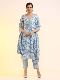 Jaipur Kurti - Pure Cotton Embroidered Kurta with Trouser (Set of 2)