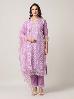 Jaipur Kurti - Pure Cotton Embroidered Kurta with Trouser (Set of 2)