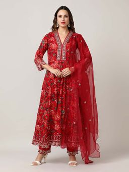 Jaipur Kurti - Flared Embroidered Kurta with Trouser (Set of 2)