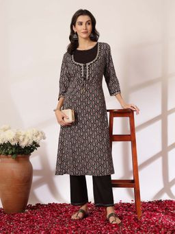 Nayam by lakshita - Ethnic Printed Cotton A-Line Kurta and Palazzo (Set of 2)