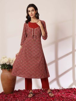 Nayam by lakshita - Ethnic Printed Cotton A-Line Kurta and Palazzo (Set of 2)