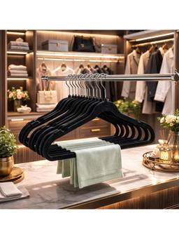 Voncasa - Black Non-Slip Velvet Suit Hangers Pack of 20 ( Ultra-Thin Space-Saving Clothes Hangers
