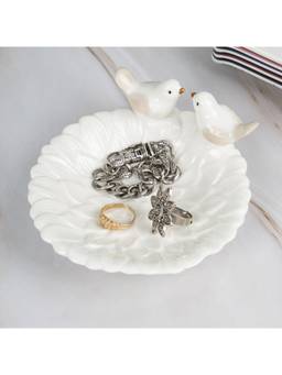 Voncasa - White Ceramic Jewelry Holder Tray Stackable Round Jewellery Organizer