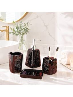 Voncasa - Ceramic Black Doted Design Bathroom Set of 4
