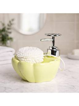 Voncasa - Ceramic Green Floral-Themed Soap Dispenser - 300 ml